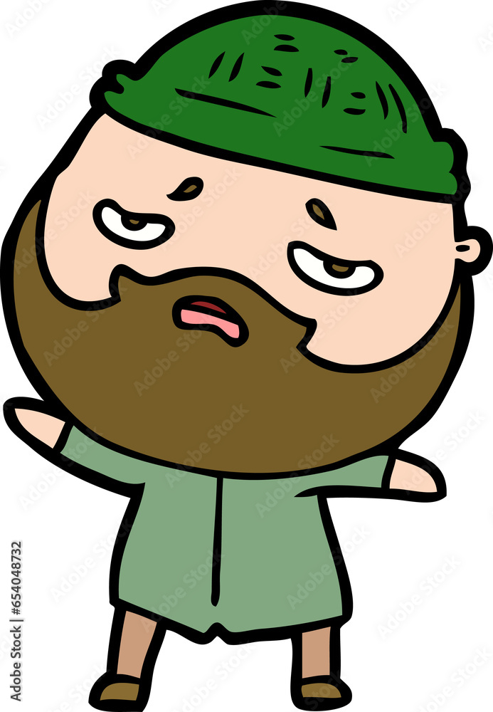 cartoon worried man with beard