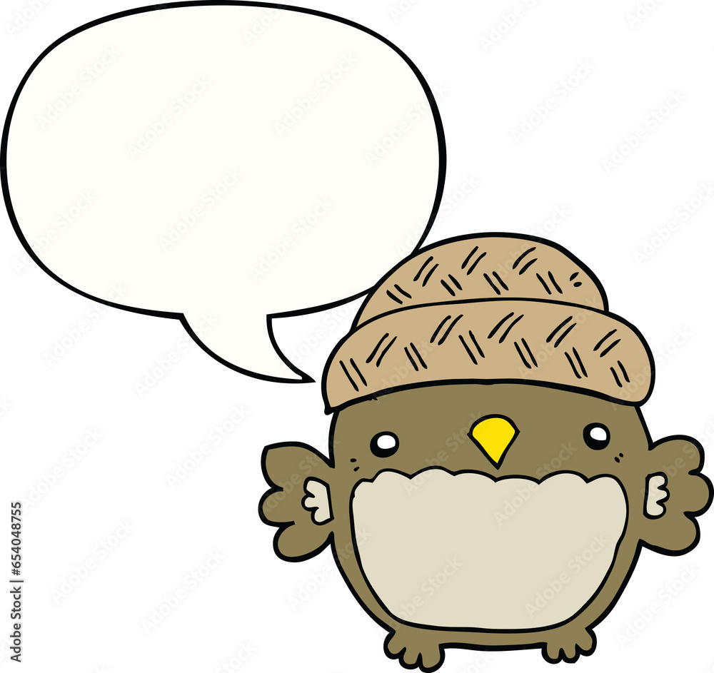 cute cartoon owl in hat with speech bubble cute cartoon owl in hat with speech bubble