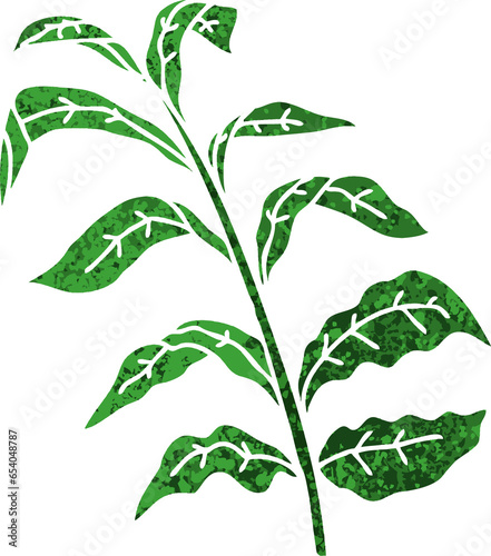 retro illustration style quirky cartoon vine leaves