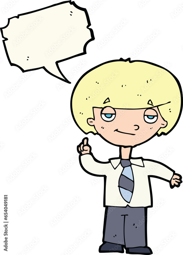 cartoon school boy answering question with speech bubble cartoon school boy answering question with speech bubble