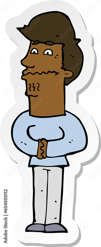 sticker of a cartoon nervous man sticker of a cartoon nervous man