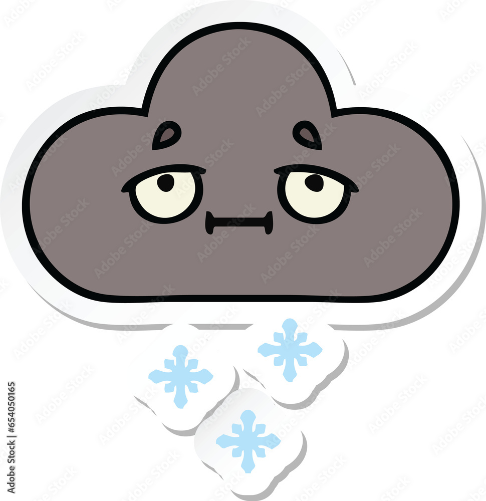 sticker of a cute cartoon storm snow cloud sticker of a cute cartoon storm snow cloud