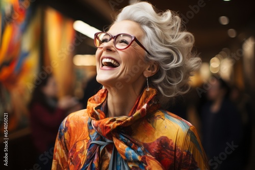 Beautiful Happy Senior Woman Portrait, 50s Age Graceful Beauty, Confidence, and Wisdom of Elderly Women through Senior Portrait, Fashionable and Stylish Senior Female Embracing Aging Gracefully