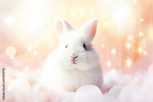 Close-up of cute rabbit with beautiful bokeh background © AITTHIPHONG