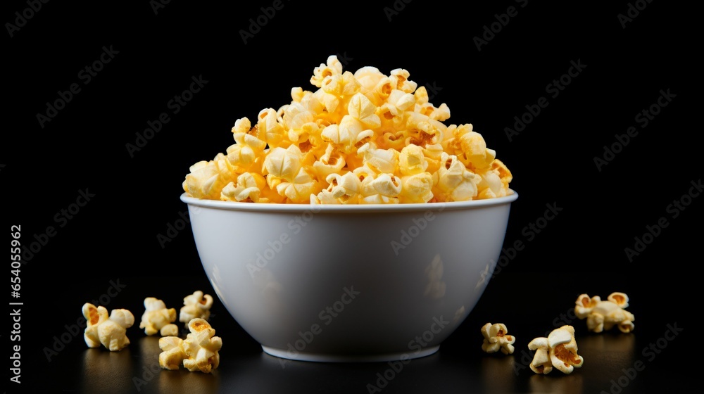 Bowl of golden caramel popcorn on black background. Sweet or salt cinema food commercial Bowl of golden caramel popcorn on black background. Sweet or salt cinema food commercial