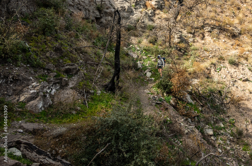 Woman Treks Down Juniper Canyon Trail