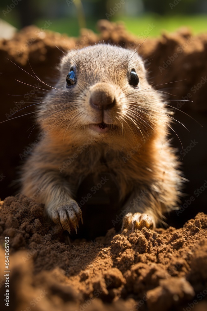 A cute groundhog ready for Groundhog day. Generative AI. A cute groundhog ready for Groundhog day. Generative AI.