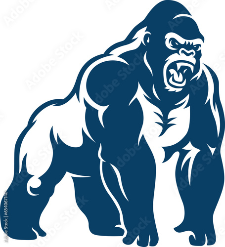 Aggressive Muscular Gorilla Standing Illustration