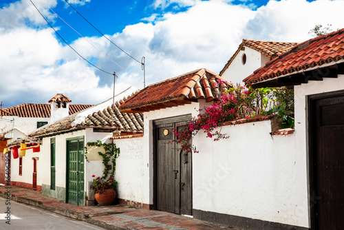 Fototapeta Naklejka Na Ścianę i Meble -  Beautiful architecture of the streets of the colonial small town of Iza located in the Boyaca department in Colombia