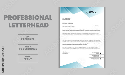 Letterhead design template and a4 size paper