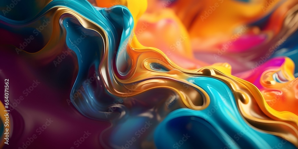 Fototapeta premium Colorful Wavy Liquid Background. 3D and Realistic Abstract Background