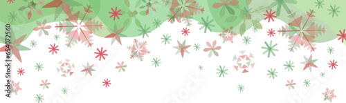 クリスマスに使える赤と緑の雪の結晶のベクターフレーム画像