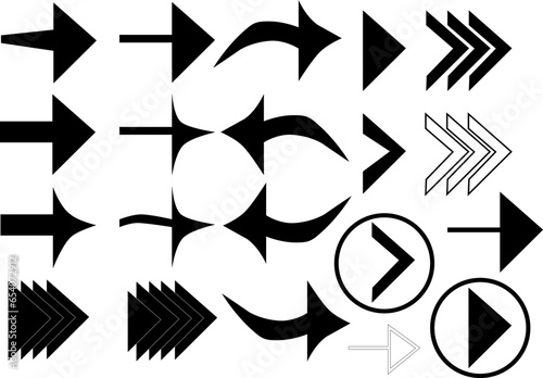 Arrow icon design set. Collection of creative minimalist symbols.transparent background editable EPS vector