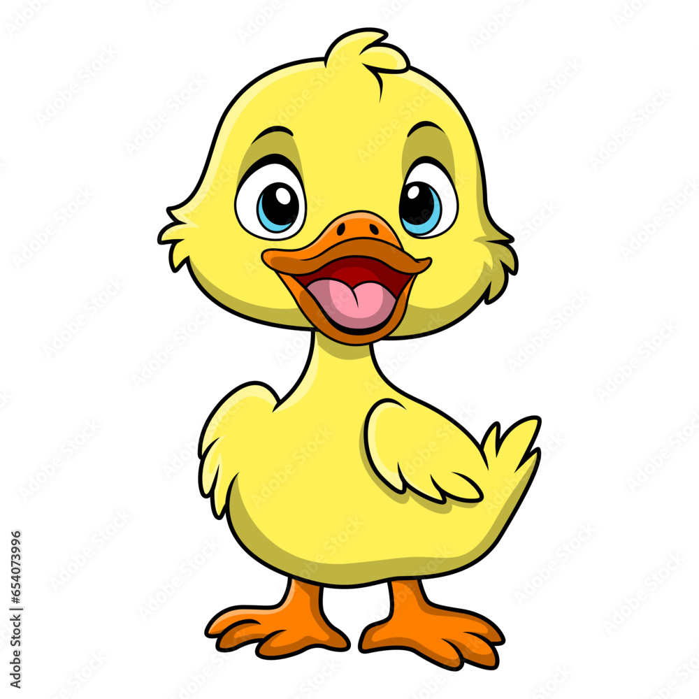 Cute little duck cartoon on white background Cute little duck cartoon on white background