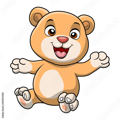 Cute baby bear cartoon on white background