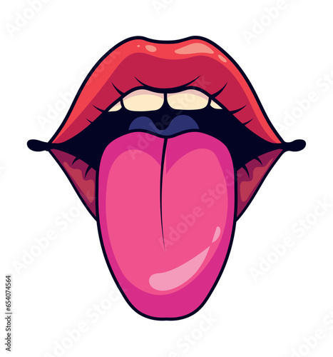 mouth pop art red design