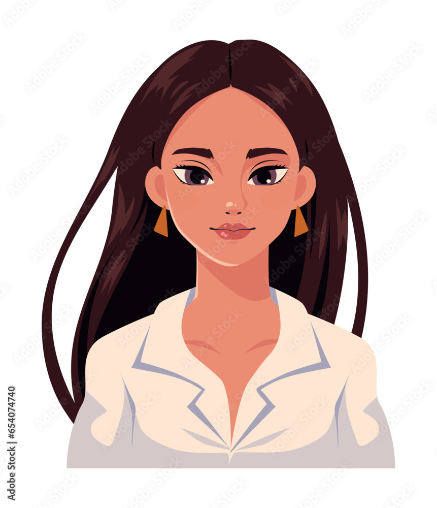 young woman long hair illustration young woman long hair illustration