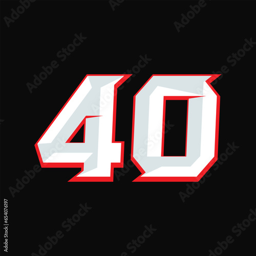 Number Racing 40 Design Vector