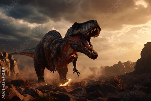 tyrannosaurus dinosaur 3d render, Generative AI © Nino39