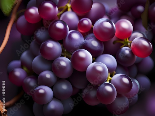bunch of fresh grape on wooden table, closeup