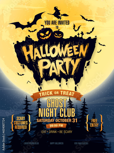 Halloween party banner design. Vector illustration