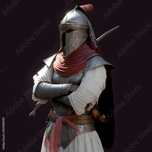 character design white saracen knight 4k  photo