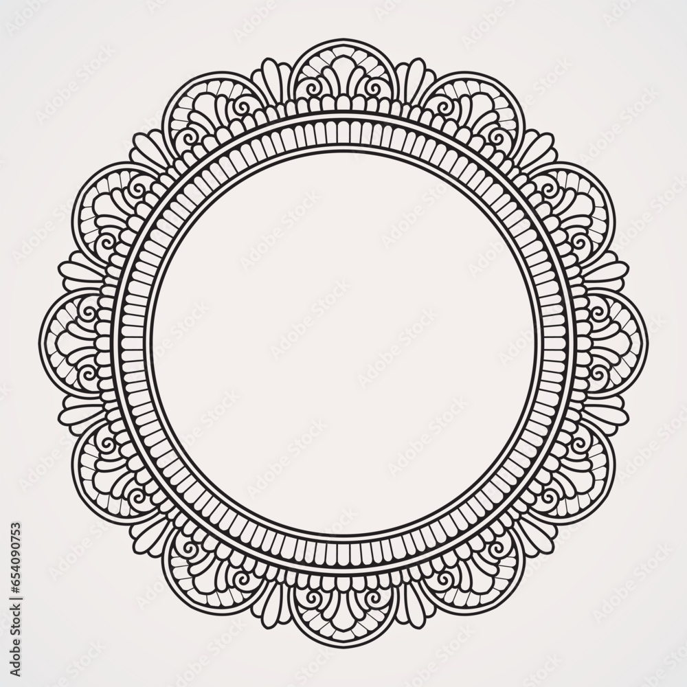 Ornamental borders and symmetrical shapes. suitable for henna, tattoos, photos, coloring books. islam, hindu, Buddha, india, pakistan, chinese, arab