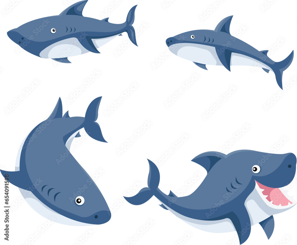 Obraz premium Illustrator of sharks cartoon