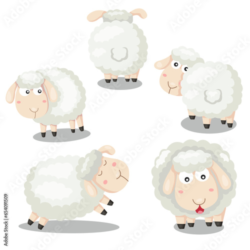 Illustrator of sheep funny cartoon