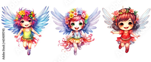 Cute Little Fairy Girl  fantacy magical fairy tales Clipart isolated on Transparent Background.