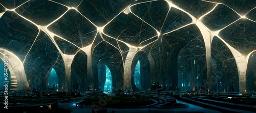 Fotografering megastructure tronlegacy landscape network with multiple branching passageway ar