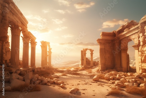 ruins of roman theatre, Generative AI photo
