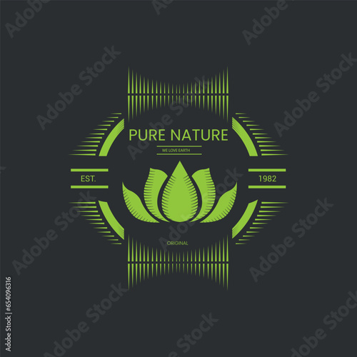 colorful nature logo, consep logo natur, retro logo pure natur isolated white background photo