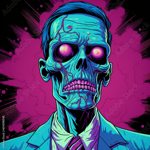 a cartoon zombie man in comic book style