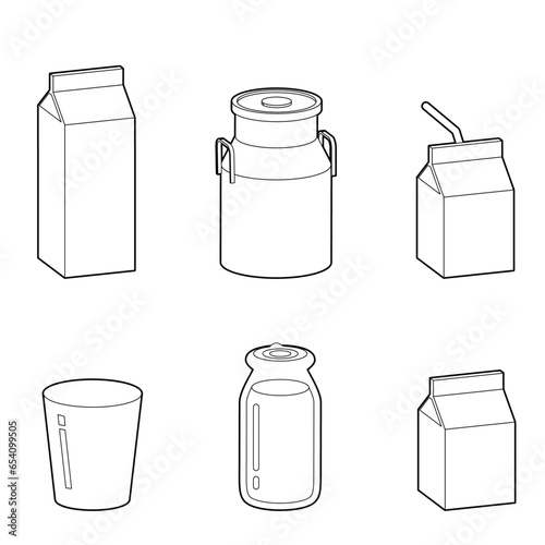 牛乳セット線画