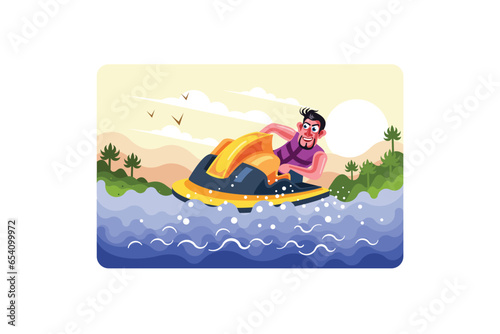 Man Rides a Jet Ski