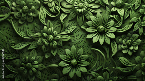Green background with leafy flower ornaments  photo