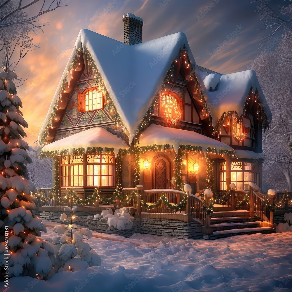 Winter's Embrace: A Cozy Home Holiday House. Generative AI 8