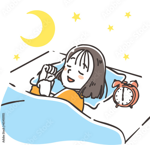 熟睡する若い女性