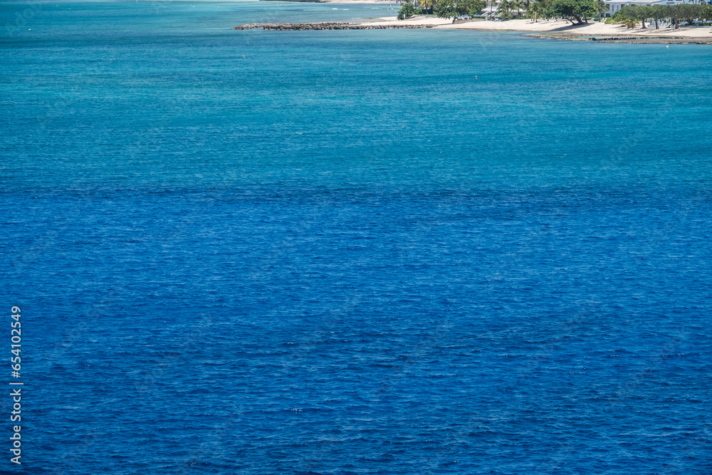 Deep blue turquoise Caribbean Sea in Nassau, Bahamas