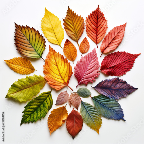 solated leaves. Collection of multicol, no shadows, maximum details, sharpness throughout the