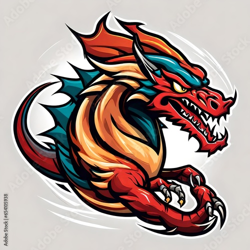 Wallpaper Mural A logo for a business or sports team featuring a fictional fierce fire breathing dragon cartoon that is suitable for a t-shirt graphic. Torontodigital.ca