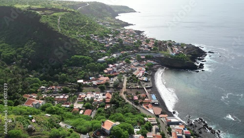 Cidade Velha Aerial View. The oldest city in the Republic of Cape Verde. Santiago Island Landscape. The Republic of Cape Verde is an island country in the Atlantic Ocean. Africa.