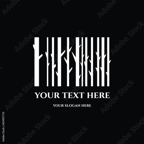 Geometric Plant Tree Forest Trunk Barcodes Logo Symbol Illustration