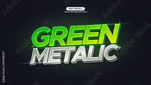 Green Metalic Chrome and futuristic Vector Text Effect. shiny and neon style. editable font and text