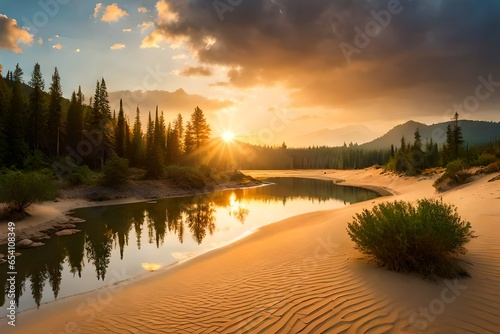 sunrise over the mountains mountain river in the forest sunset in the forest sunset on the mountain desert beauty nature 