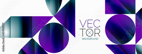 Serene gradient template. Circles and triangles mingle in minimalist perfection. Gentle fusion of forms and hues creates balanced yet captivating backdrop, embodying modern sophistication
