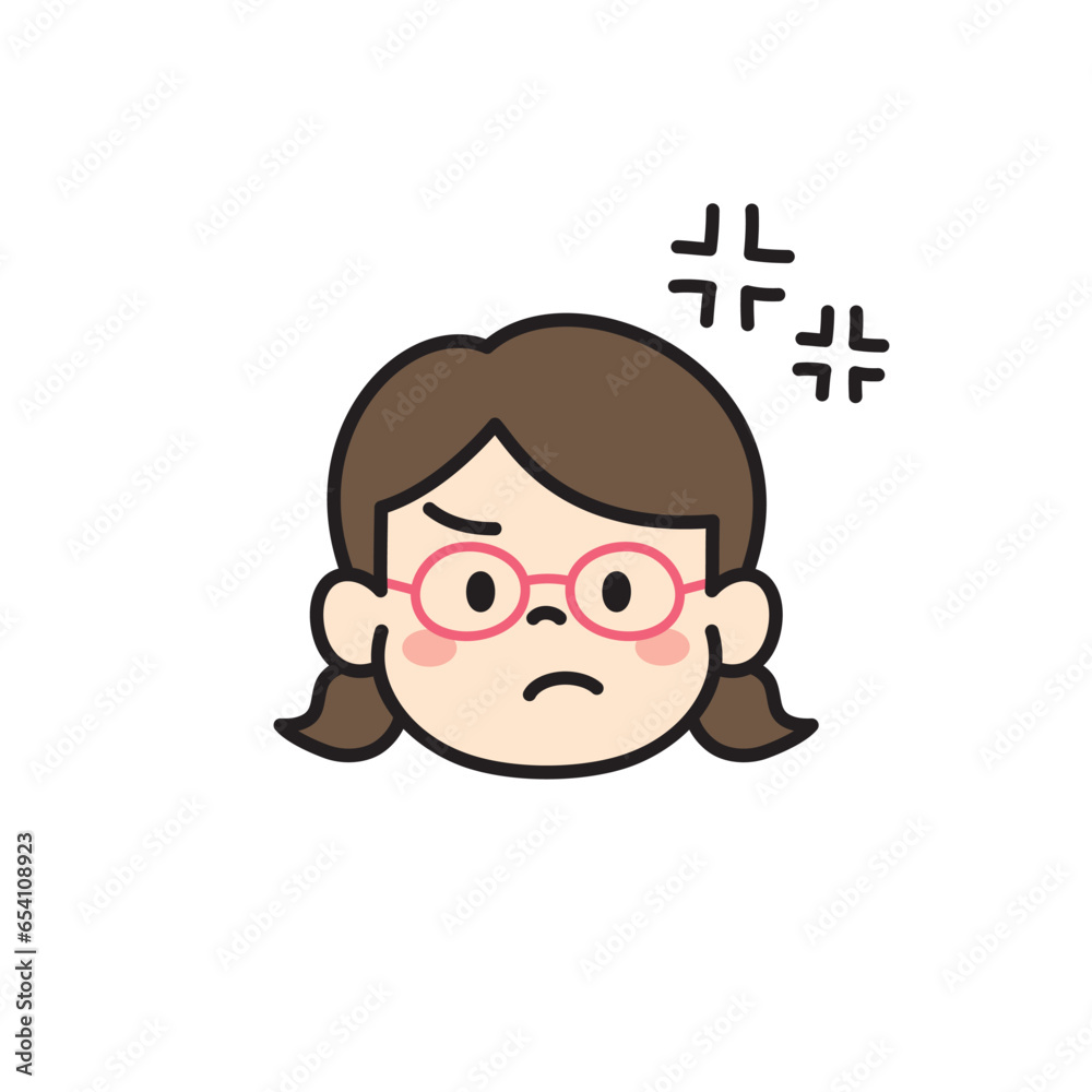 Fototapeta premium 子ども 顔 アイコン イラスト イライラ