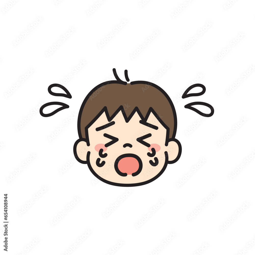子ども　顔　アイコン　イラスト　泣く