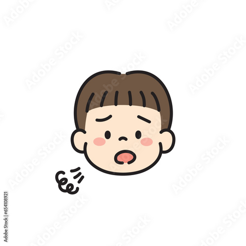 子ども　顔　アイコン　イラスト　ため息